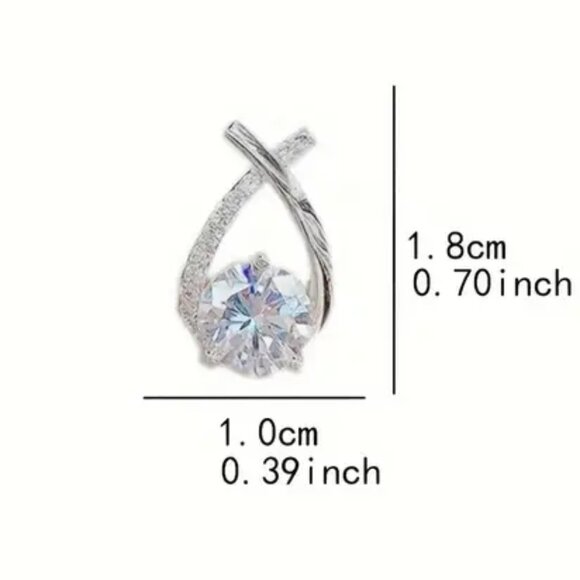 SILVER & CZ POST EARRINGS - Picture 2 of 2